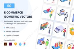 50 Ecommerce isometric Vector