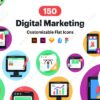 150 Flat Digital Marketing Icons