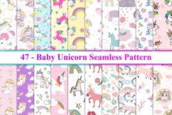 Baby Unicorn Seamless Pattern Bundle