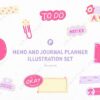 Memo and Journal Planner Illustration Set