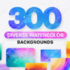 300 Diverse Watercolor Backgrounds Bundle