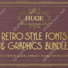 Huge Retro Style Fonts And Graphics Bundle