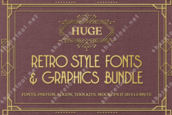 Huge Retro Style Fonts And Graphics Bundle